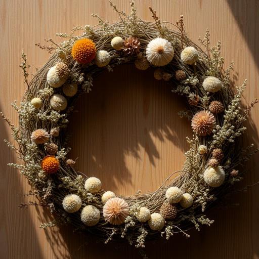 Dried flower wreath with native seeds