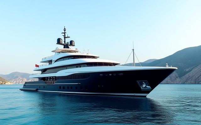 Luxury Superyacht Eclipse at sunrise